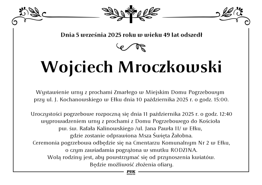 Wojciech Mroczkowski - nekrolog